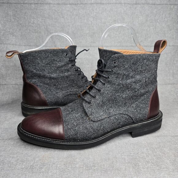 TAFT The Jack Cap Toe Boot In Grey/Oxblood Wool/Leather Men\'s Size 12 main image 7